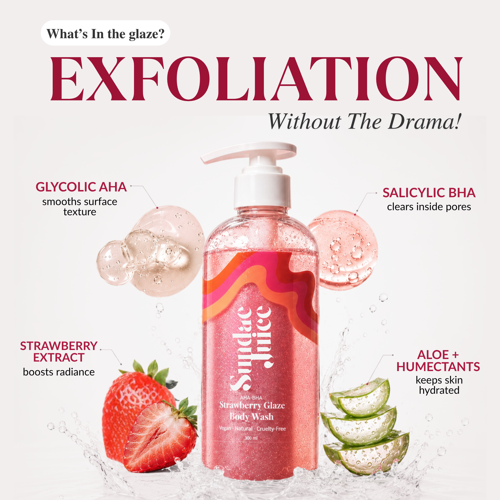Strawberry Glaze AHA BHA Body Wash | 300ml